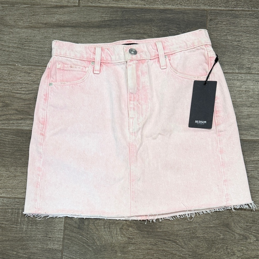 MWT Hudson Jeans Pastel Pink Washed Denim Mini Skirt